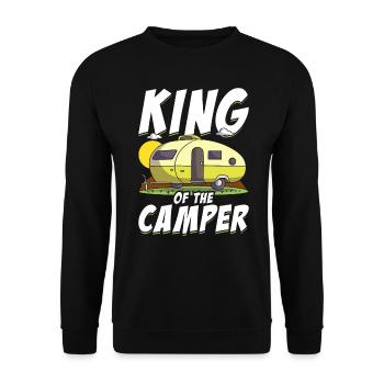 King Of The Camper Funny Camping - Unisex Pullover - Schwarz - Vorne - Alina (178cm) & Michal (187cm)
