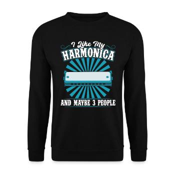 I Like My Harmonica And Maybe 3 People - Unisex Pullover - Schwarz - Vorne - Alina (178cm) & Michal (187cm)