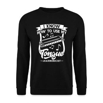 Harmonicists Know How To User Their Tongue - Unisex Pullover - Schwarz - Vorne - Alina (178cm) & Michal (187cm)