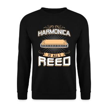 Harmonica Is All I Reed - Harmonica Player - Unisex Pullover - Schwarz - Vorne - Alina (178cm) & Michal (187cm)