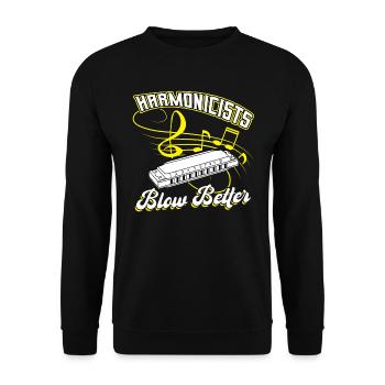 Harmonicists Blow Better - Harmonica Player - Unisex Pullover - Schwarz - Vorne - Alina (178cm) & Michal (187cm)