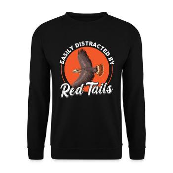 Easily Distracted By Red Tails - Falconry - Unisex Pullover - Schwarz - Vorne - Alina (178cm) & Michal (187cm)