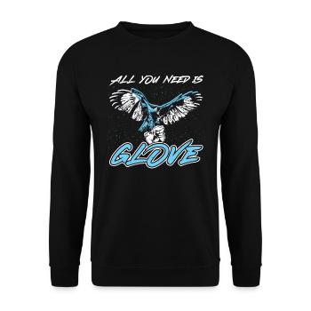 All You Need Is Glove - Falconry - Unisex Pullover - Schwarz - Vorne - Alina (178cm) & Michal (187cm)