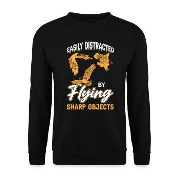 Facilement distrait par des objets tranchants volants Fauconnerie - Sweat-shirt Unisexe - noir - Devant - Alina (178cm) & Michal (187cm)