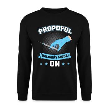 Propofol Delivery Mode On - Anesthesiologist - Unisex Sweatshirt - black - Front - Alina (178cm) & Michal (187cm)