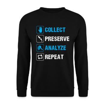 Recueillir. Préserver. Analyser. Répéter. - Sweat-shirt Unisexe - noir - Devant - Alina (178cm) & Michal (187cm)