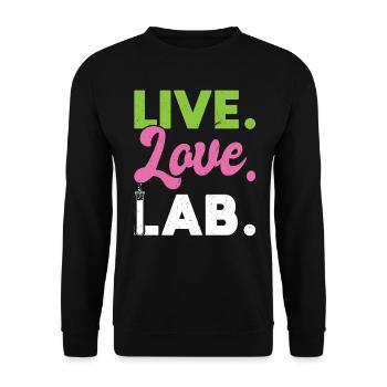 Vivre. Amour. Lab. - Criminalistique - Sweat-shirt Unisexe - noir - Devant - Alina (178cm) & Michal (187cm)