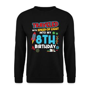 8. Birthday - Science Birthday - Unisex Sweatshirt - black - Front - Alina (178cm) & Michal (187cm)