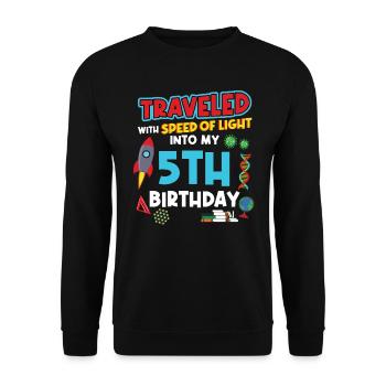 5. Birthday - Science Birthday - Unisex Sweatshirt - black - Front - Alina (178cm) & Michal (187cm)