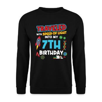 7. Birthday - Science Birthday - Unisex Sweatshirt - black - Front - Alina (178cm) & Michal (187cm)