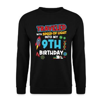 9. Birthday - Science Birthday - Unisex Pullover - Schwarz - Vorne - Alina (178cm) & Michal (187cm)