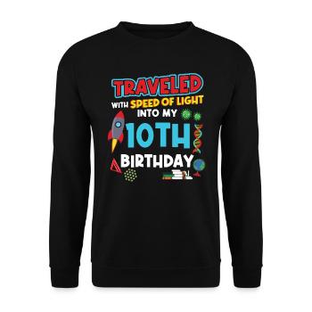 10. Birthday - Science Birthday - Unisex Sweatshirt - black - Front - Alina (178cm) & Michal (187cm)