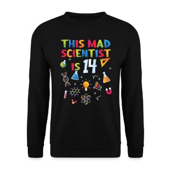 14th Birthday - Science Birthday - Unisex Sweatshirt - black - Front - Alina (178cm) & Michal (187cm)