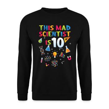 10th Birthday - Science Birthday - Unisex Sweatshirt - black - Front - Alina (178cm) & Michal (187cm)