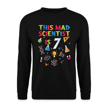 7th Birthday - Science Birthday - Unisex Pullover - Schwarz - Vorne - Alina (178cm) & Michal (187cm)
