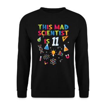 11th Birthday - Science Birthday - Unisex Sweatshirt - black - Front - Alina (178cm) & Michal (187cm)