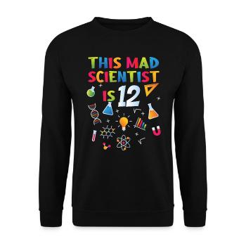 12th Birthday - Science Birthday - Unisex Sweatshirt - black - Front - Alina (178cm) & Michal (187cm)