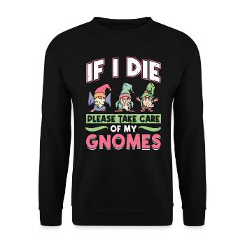 My Gnomes - Gnome Gardening - Unisex Pullover - Schwarz - Vorne - Alina (178cm) & Michal (187cm)