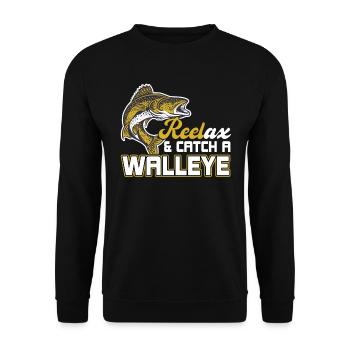 REELax et attrapez un doré jaune - Chasseur de doré jaune - Sweat-shirt Unisexe - noir - Devant - Alina (178cm) & Michal (187cm)