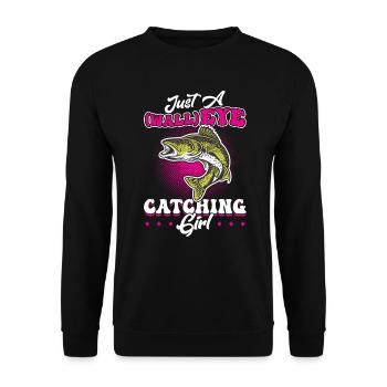 Just A WallEYE Catching Girl - Chasseur de doré jaune - Sweat-shirt Unisexe - noir - Devant - Alina (178cm) & Michal (187cm)