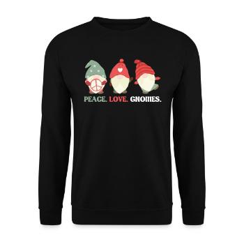Peace. Love. Gnomes. - Gnome Gardening - Unisex Pullover - Schwarz - Vorne - Alina (178cm) & Michal (187cm)