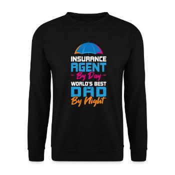 Agent d’assurance le jour - Le meilleur papa du monde la nuit - Sweat-shirt Unisexe - noir - Devant - Alina (178cm) & Michal (187cm)