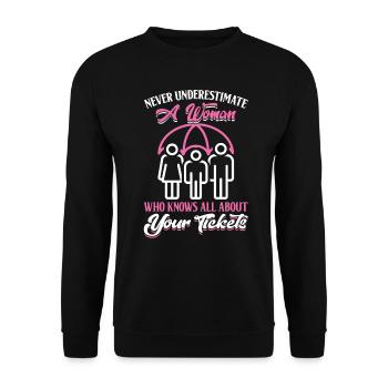 Une femme qui sait tout sur vos billets - Sweat-shirt Unisexe - noir - Devant - Alina (178cm) & Michal (187cm)