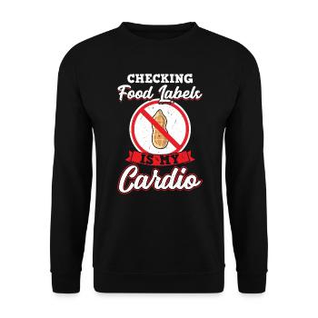 Vérifier les étiquettes des aliments est mon cardio allergique aux arachides - Sweat-shirt Unisexe - noir - Devant - Alina (178cm) & Michal (187cm)