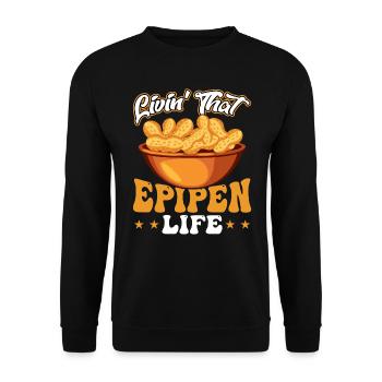 Livin That Epipen Life - Peanut Allergic - Unisex Pullover - Schwarz - Vorne - Alina (178cm) & Michal (187cm)