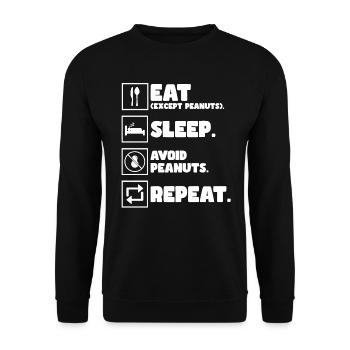 Eat. Sleep. Avoid Peanuts. Repeat. Peanut Allergic - Unisex Pullover - Schwarz - Vorne - Alina (178cm) & Michal (187cm)