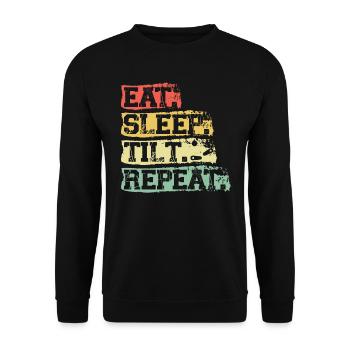 Eat. Sleep. Tilt. Repeat. -Pinball - Unisex Sweatshirt - black - Front - Alina (178cm) & Michal (187cm)