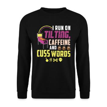 Tiliting, Caffeine And Cuss Words - Pinball - Unisex Sweatshirt - black - Front - Alina (178cm) & Michal (187cm)