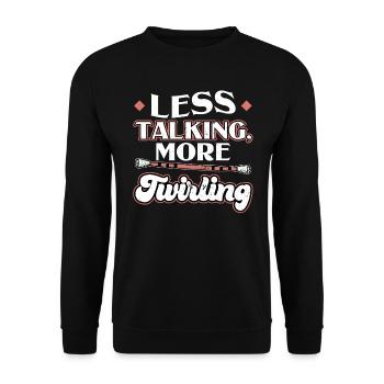 Less Talking More Twirling - Baton Twirler - Unisex Pullover - Schwarz - Vorne - Alina (178cm) & Michal (187cm)