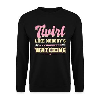Twirl Like Nobody's Watching - Baton Twirler - Unisex Pullover - Schwarz - Vorne - Alina (178cm) & Michal (187cm)