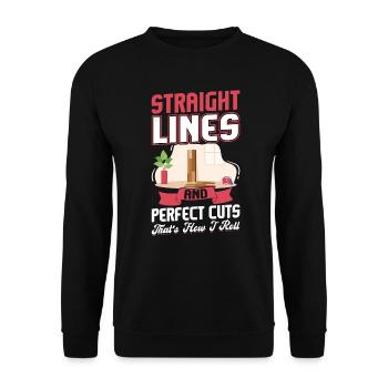 Laying Straight Lines - Flooring Installer - Unisex Pullover - Schwarz - Vorne - Alina (178cm) & Michal (187cm)