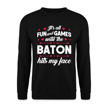 C’est amusant et des jeux jusqu’à ce que le bâton frappe mon visage - Sweat-shirt Unisexe - noir - Devant - Alina (178cm) & Michal (187cm)