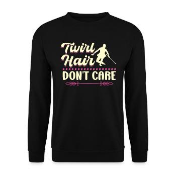 Twirl Hair - Don't Care - Baton Twirler - Unisex Pullover - Schwarz - Vorne - Alina (178cm) & Michal (187cm)