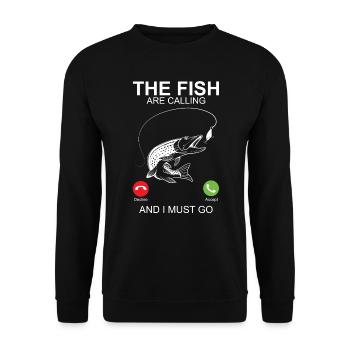 The Fish Are Calling - Fishing - Unisex Sweatshirt - black - Front - Alina (178cm) & Michal (187cm)