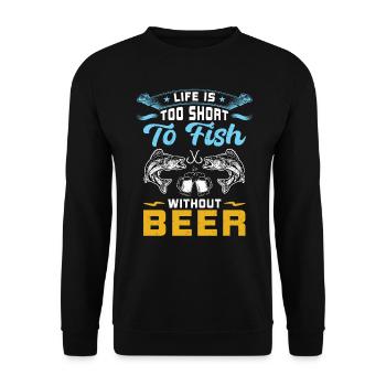 Fish With Beer - Fishing - Unisex Sweatshirt - black - Front - Alina (178cm) & Michal (187cm)