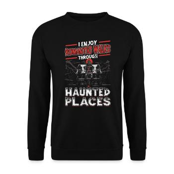 I Like Haunted Places - Ghost Investigator - Unisex Pullover - Schwarz - Vorne - Alina (178cm) & Michal (187cm)