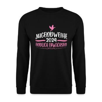 Jugendweihe 2024 Mädchen Junge - Unisex Pullover - Schwarz - Vorne - Alina (178cm) & Michal (187cm)