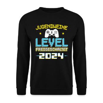 Jugendweihe 2024 Mädchen Junge - Unisex Pullover - Schwarz - Vorne - Alina (178cm) & Michal (187cm)