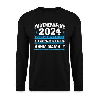 Jugendweihe 2024 Mädchen Junge - Unisex Pullover - Schwarz - Vorne - Alina (178cm) & Michal (187cm)