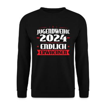 Jugendweihe 2024 Mädchen Junge - Unisex Pullover - Schwarz - Vorne - Alina (178cm) & Michal (187cm)
