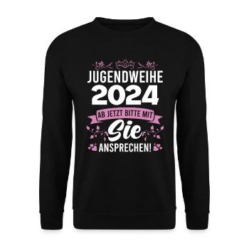 Jugendweihe 2024 Mädchen Junge - Unisex Pullover - Schwarz - Vorne - Alina (178cm) & Michal (187cm)