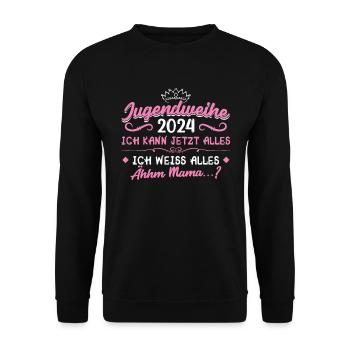 Jugendweihe 2024 Mädchen Junge - Unisex Pullover - Schwarz - Vorne - Alina (178cm) & Michal (187cm)