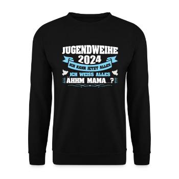 Jugendweihe 2024 Mädchen Junge - Unisex Pullover - Schwarz - Vorne - Alina (178cm) & Michal (187cm)