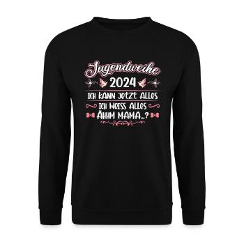 Jugendweihe 2024 Mädchen Junge - Unisex Pullover - Schwarz - Vorne - Alina (178cm) & Michal (187cm)
