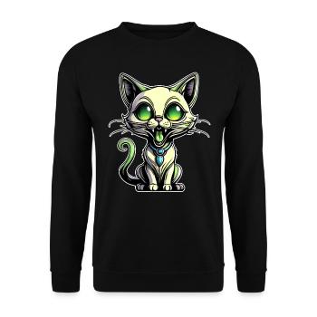 Chat extraterrestre vert mignon - Sweat-shirt Unisexe - noir - Devant - Alina (178cm) & Michal (187cm)