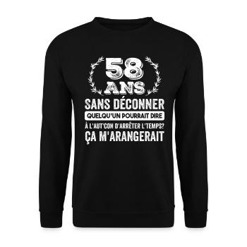 58 Ans Sans Déconner Cadeau D'anniversaire 58ans - Sweat-shirt Unisexe - noir - Devant - Alina (178cm) & Michal (187cm)